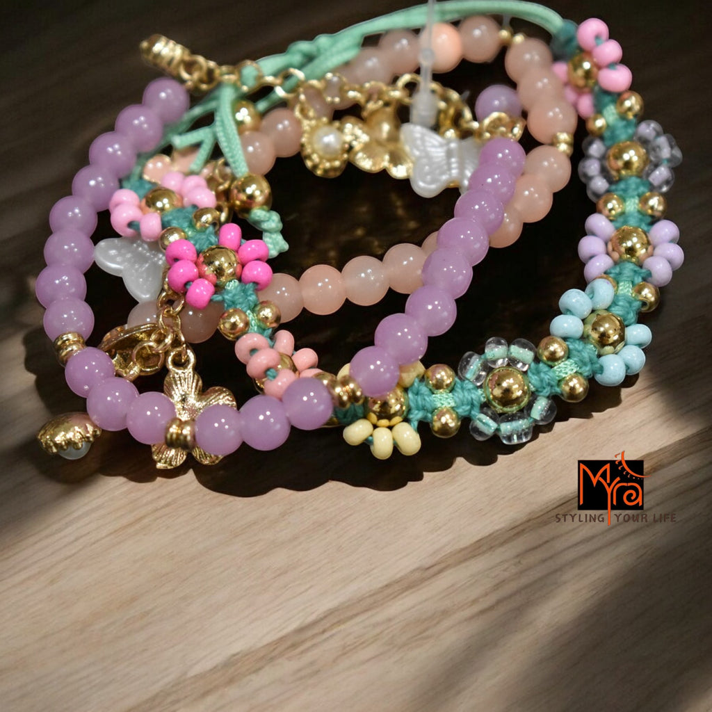 Candy Peach Bead Bunch Bracelet
