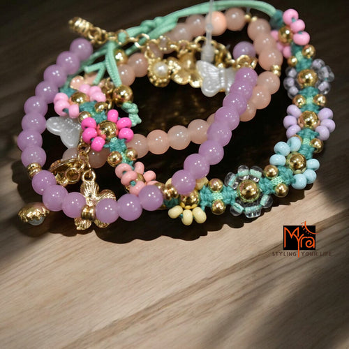 Candy Peach Bead Bunch Bracelet