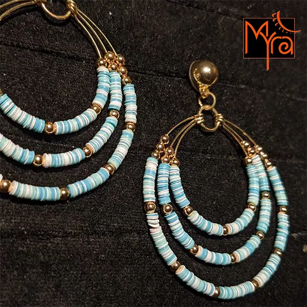 Triple Hoops with Blue Beads