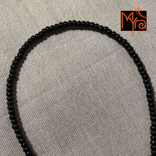 Plain Beaded Anklet : Black