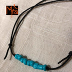 Black String Anklet with Beads : Turquoise