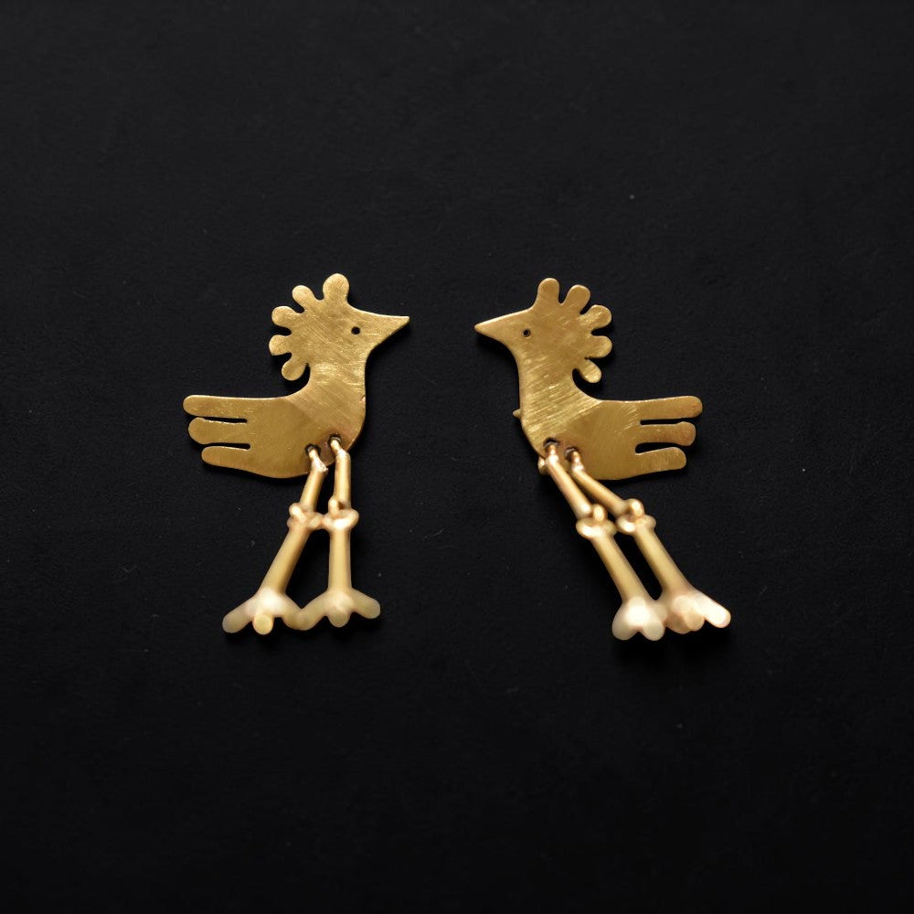 Hudhud - Hoopoe Brass Ear Studs