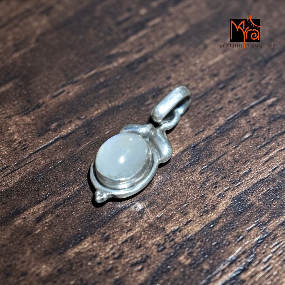 Buy moonstone pure silver pendant India MYRA