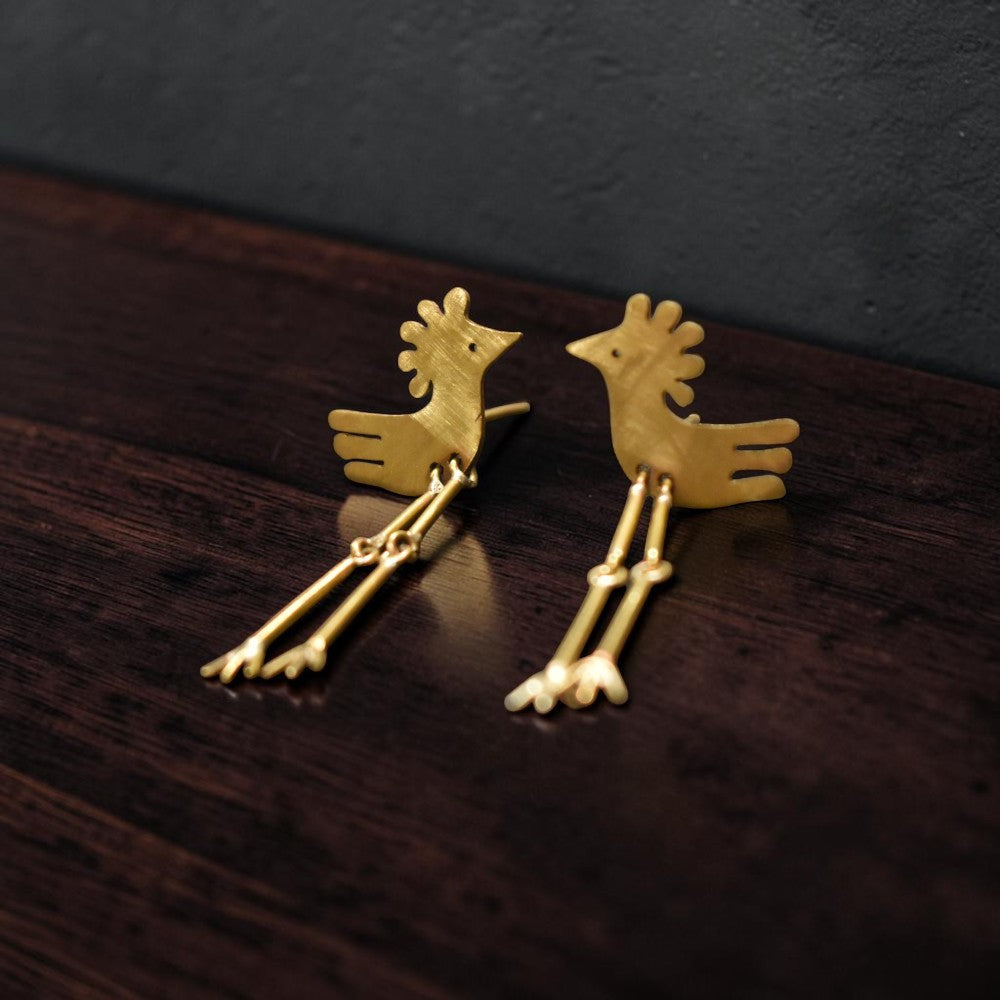 Hudhud - Hoopoe Brass Ear Studs