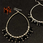 Oval Shaped Hoops with Black Crystals