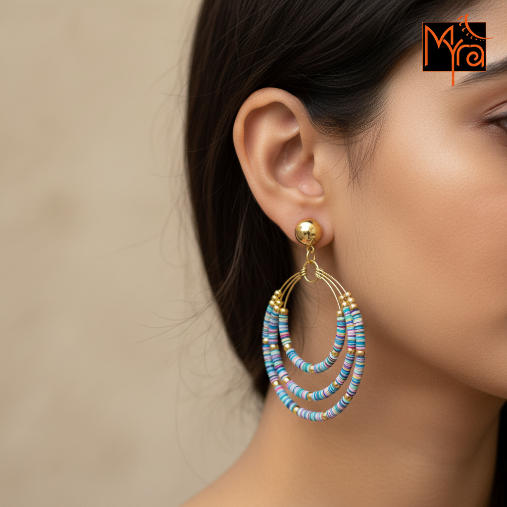 Triple Hoops with Multicolor Beads
