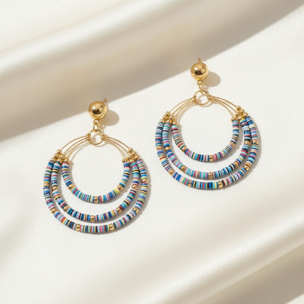 Triple Hoops with Multicolor Beads