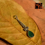 Handcrafted marcasite green onyx silver pendant India MYRA