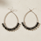 Oval Shaped Hoops with Black Crystals