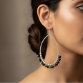 Oval Shaped Hoops with Black Crystals