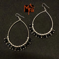 Oval Shaped Hoops with Black Crystals