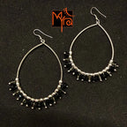 Oval Shaped Hoops with Black Crystals