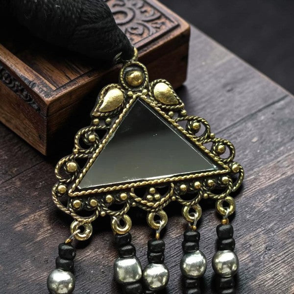Three Layer Dual Tone Mirrorwork Necklace