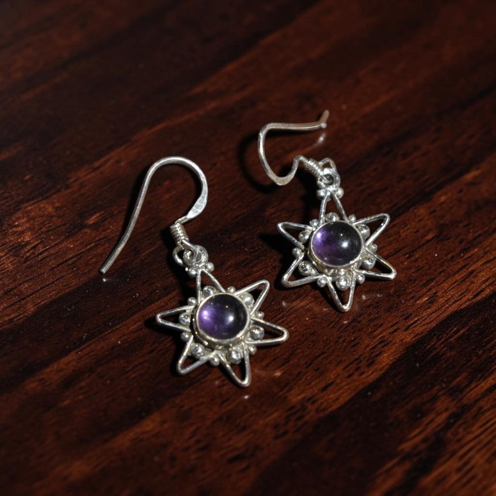 Purple Amethyst Silver Earrings