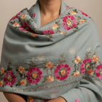 Hand Embroidered Grey Stole