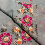Hand Embroidered Grey Stole