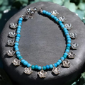 Charm & Bead Anklet : Turquoise Flower