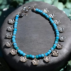Charm & Bead Anklet : Turquoise Flower
