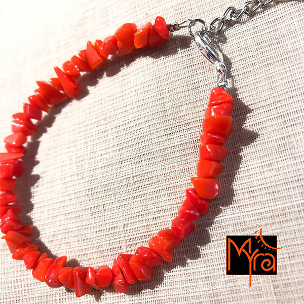 Uncut Stone Bracelet : Tomato Red