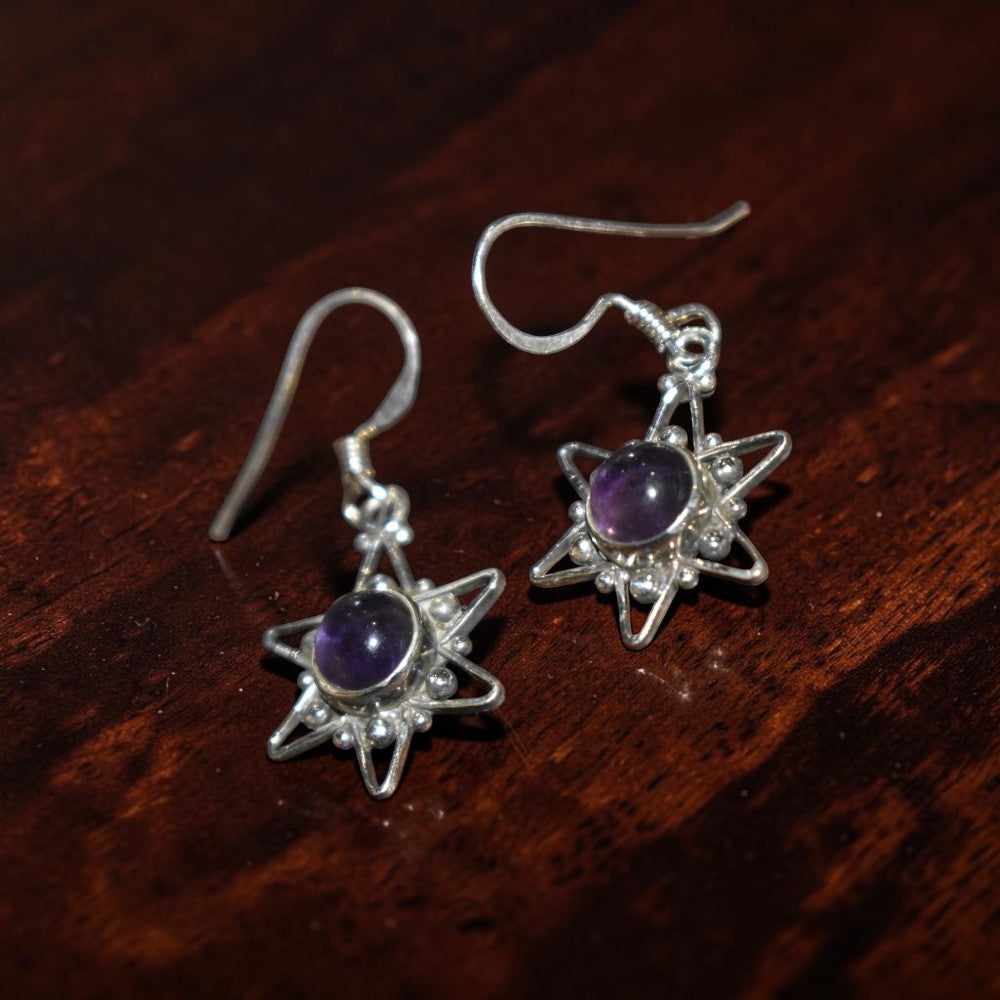 Purple Amethyst Silver Earrings