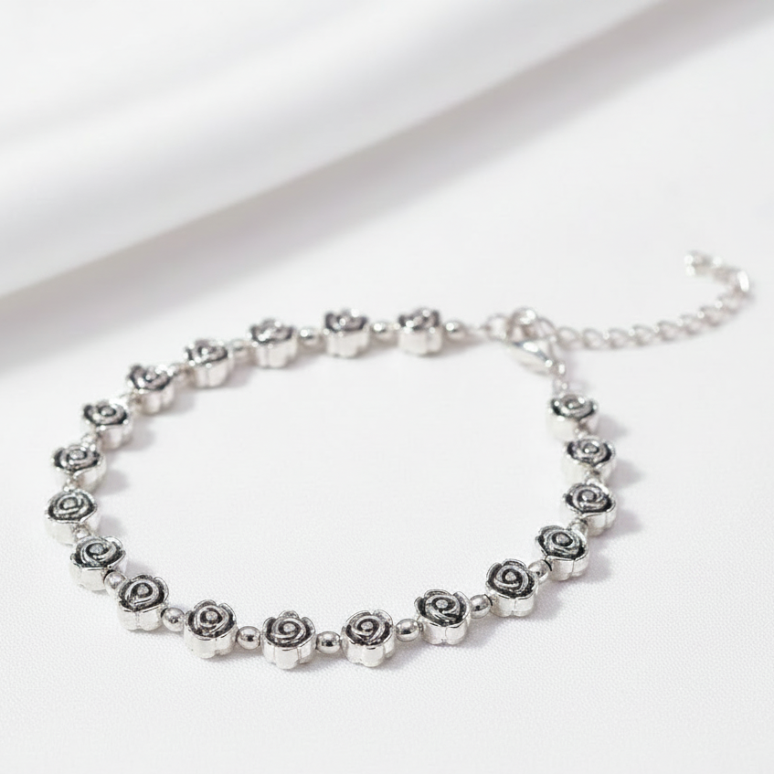 Rose Charm Metal Bracelet