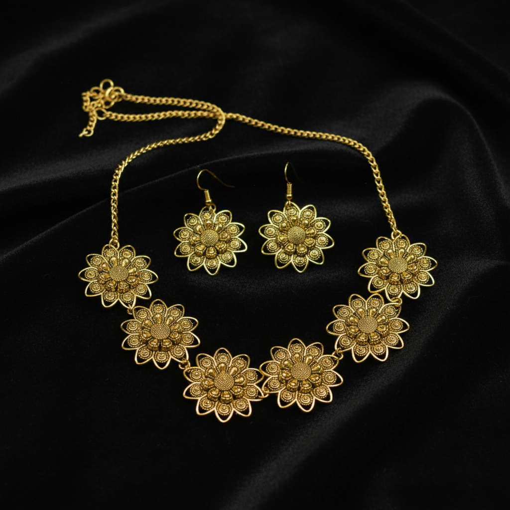 Geometric Floral Choker Set : Golden