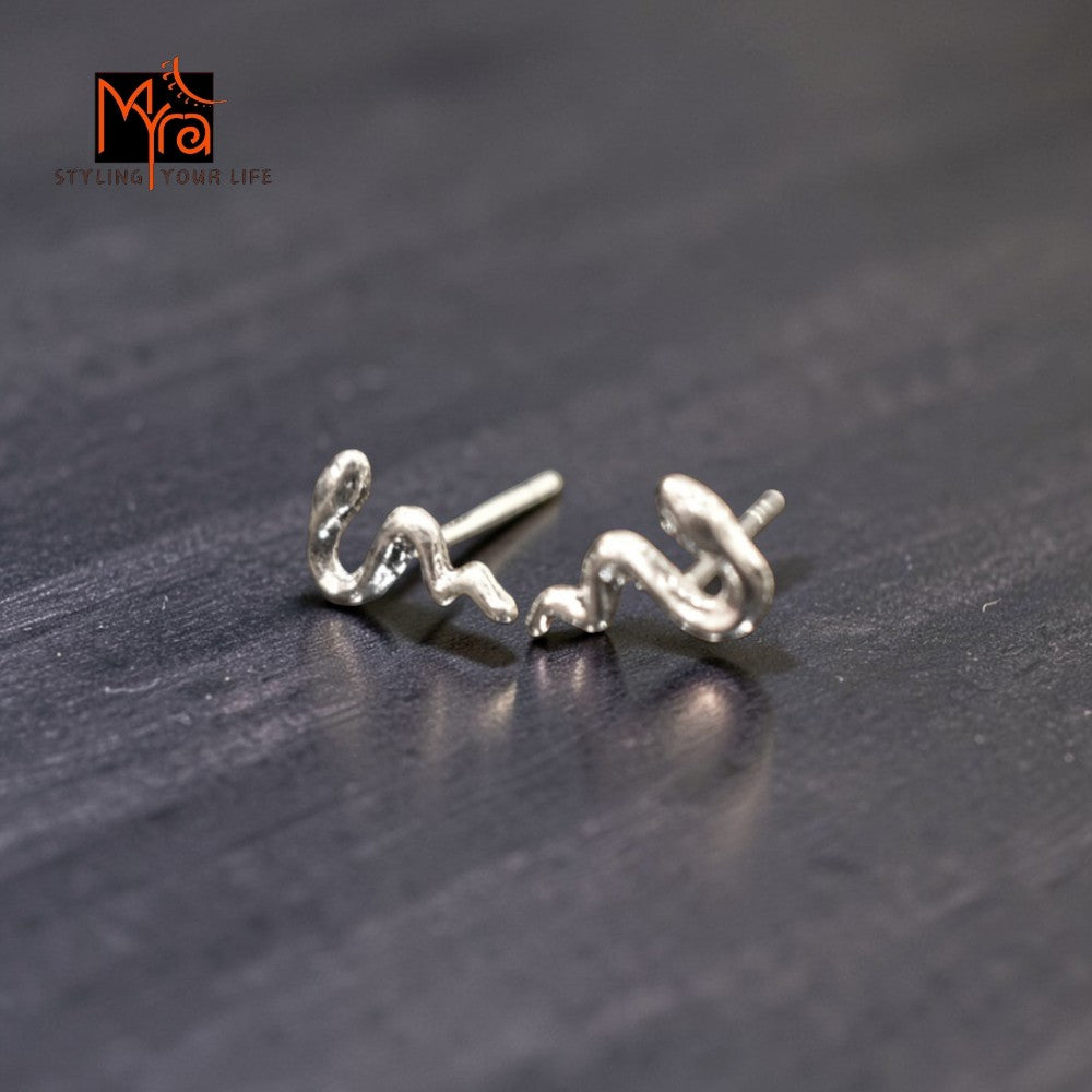 Silver Serpent Stud Earrings
