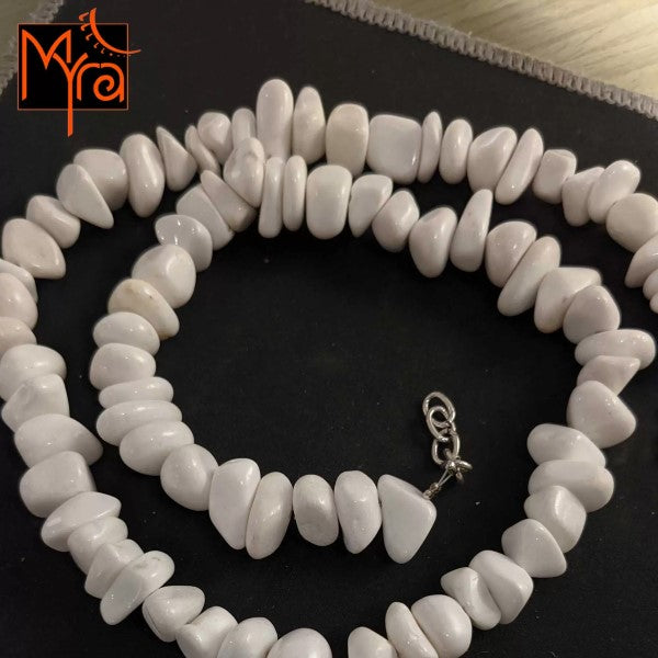Uncut White Stone Celestial Moon Necklace