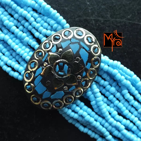 Tibetan Stonework Beaded Bracelet : Sky Blue