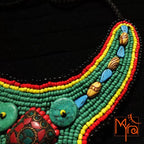 African Woven Beads and Cowrie Shells Necklace