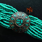 Tibetan Stonework Beaded Bracelet : Turquoise (Round)
