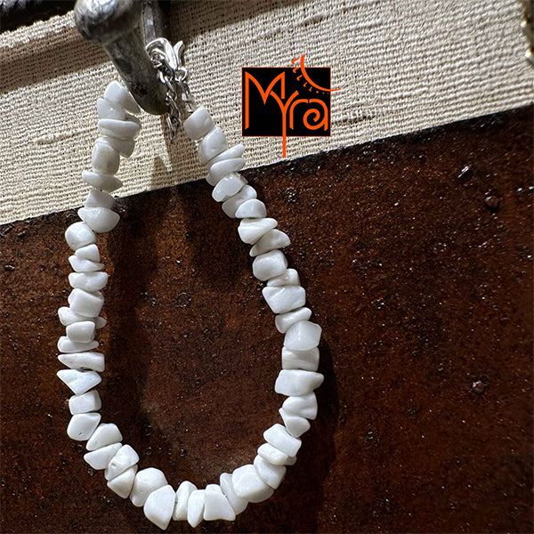 Uncut Stone Bracelet : Milky White