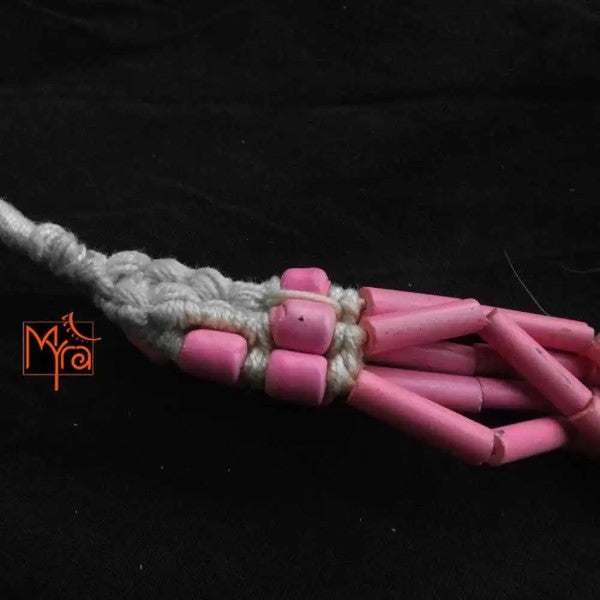 Layered Pipe Beaded Necklace : Pink