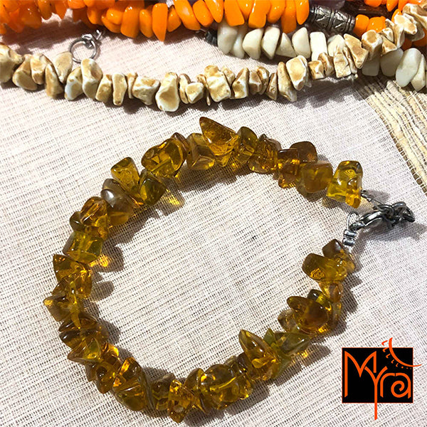 Uncut Stone Bracelet : Goldenish Yellow