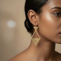Twin Triangle Brass Earrings (Golden)