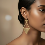 Twin Triangle Brass Earrings (Golden)