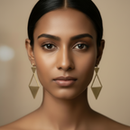Twin Triangle Brass Earrings (Golden)