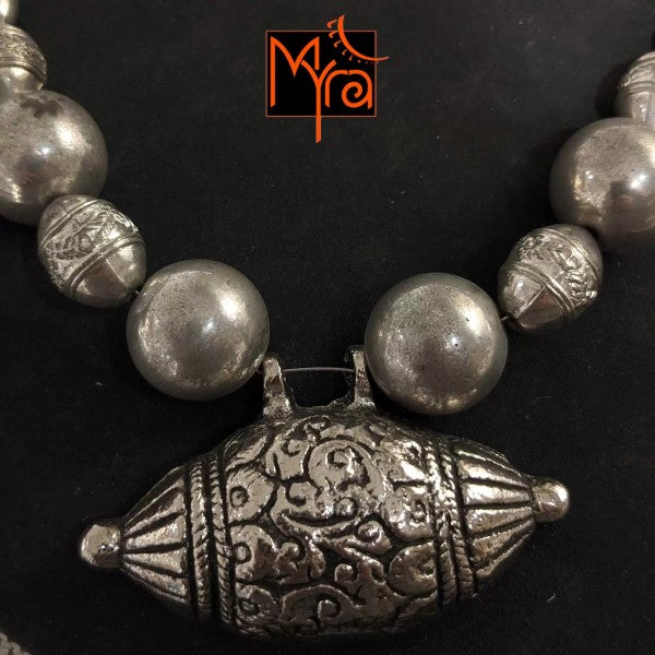 Drum Shaped Pendant with Lightweight Beads