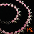 Metal Leaf Charm Pink Beaded Necklace