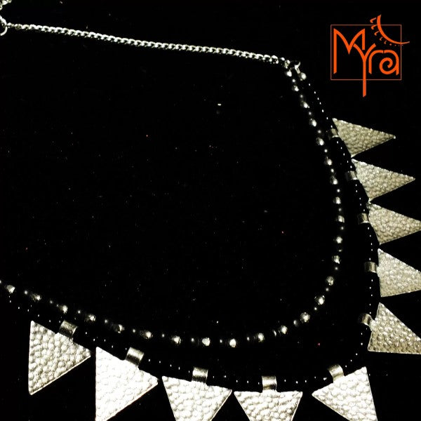 Triangle Charm Two Layer Necklace : Black