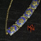 Rectangle Pattern Tibetan Stone Choker : Blue