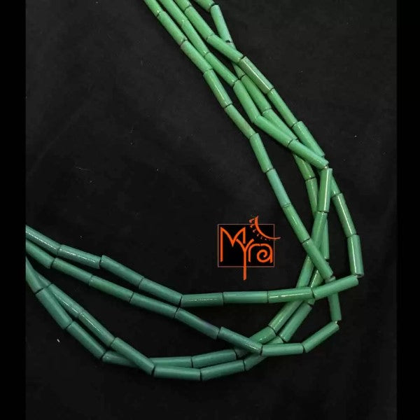 Layered Pipe Beaded Necklace : Light Green