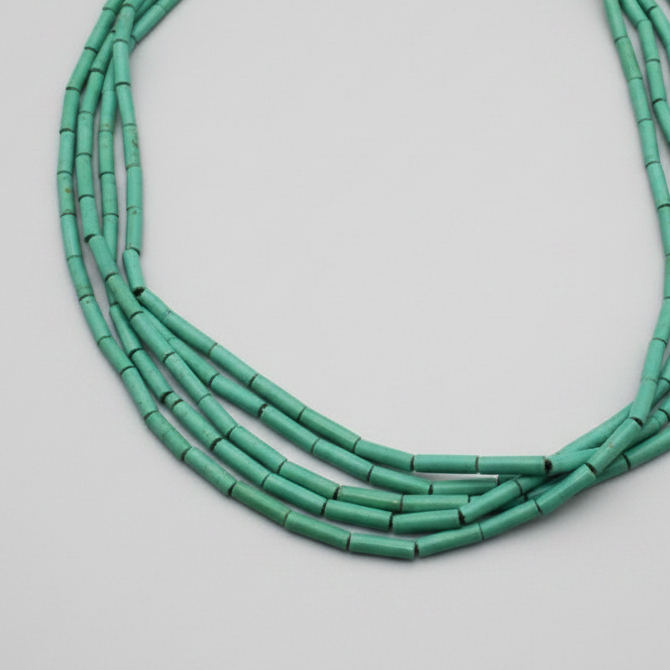 Layered Pipe Beaded Statement Necklace (Sea Green)