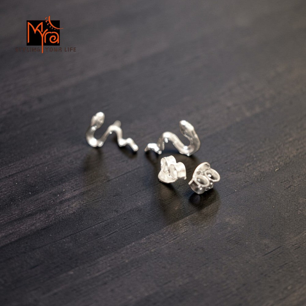 Silver Serpent Stud Earrings