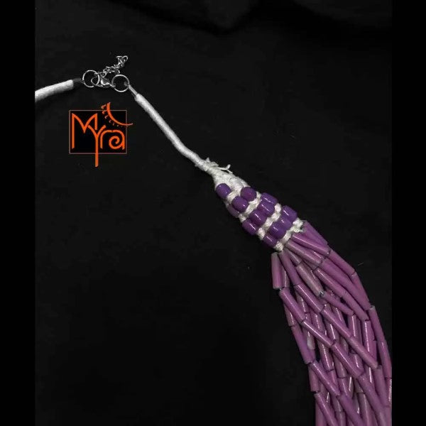 Layered Pipe Beaded Necklace : Mauve