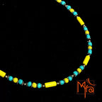 Minimalist Bead and Metal Pieces Necklace : Yellow, Turquoise