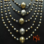 Three Layer Dual Tone Mirrorwork Necklace