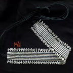 Metal Silver Beaded Broad Adjustable Choker