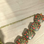 Square Pattern Tibetan Stone Choker : Red