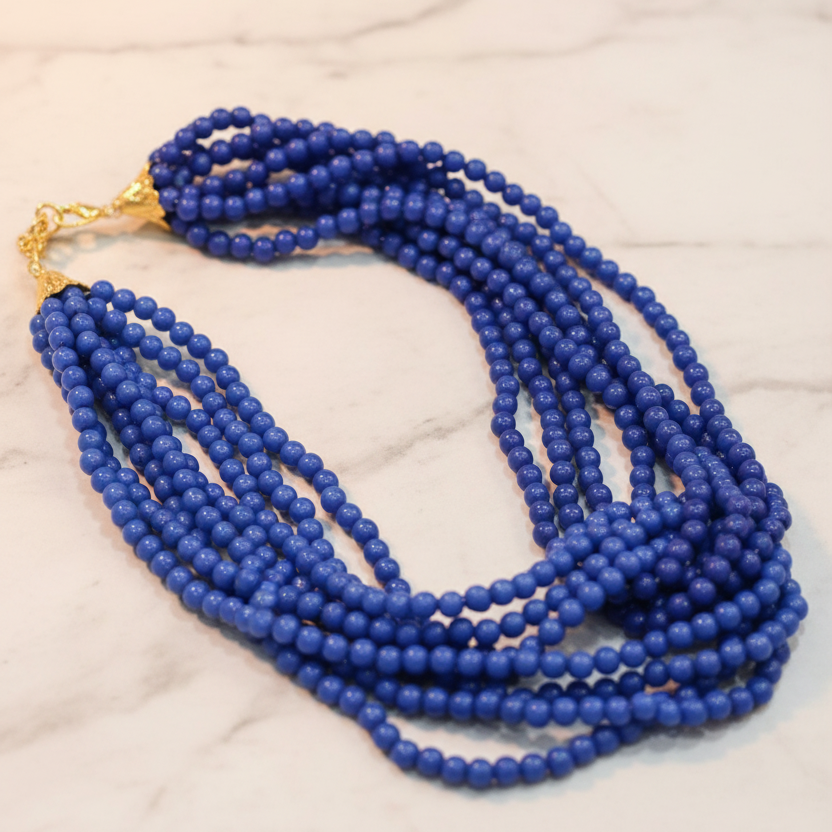 Ocean Breeze: Blue Bead Layered Necklace